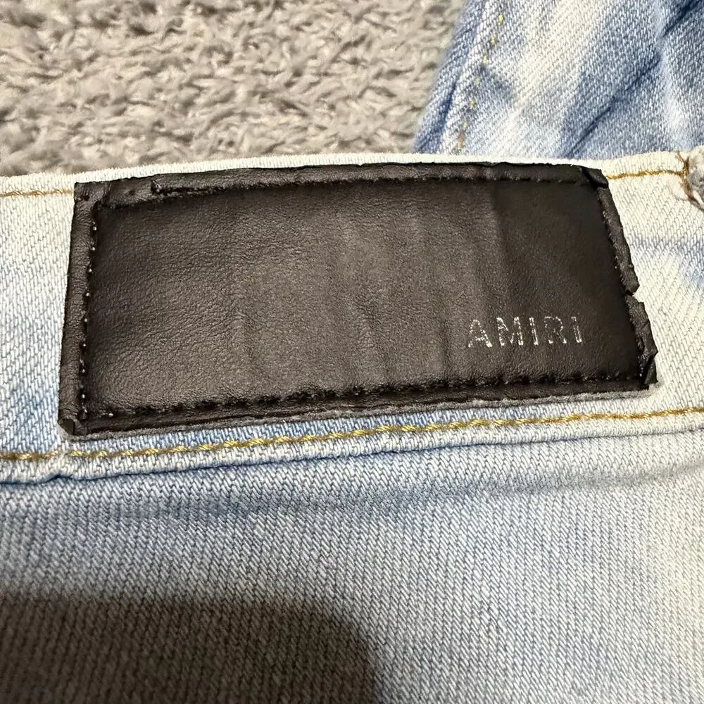 AMIRI Jeans Mens 31 x29 Tie-Dye Distressed Star Patch Denim Jeans Skinny